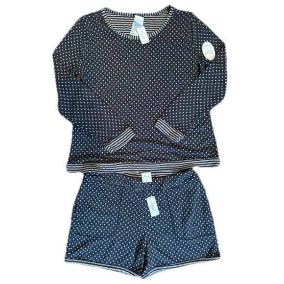 Soma Reversible Double Knit Pajamas Large 2 in 1 Shorts Long Sleeve Pink Gray - Picture 2 of 5